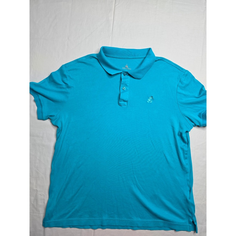 Disney Parks Authentic Polo Shirt Men's Large Blue Modern Fit Cotton Golf Tennis